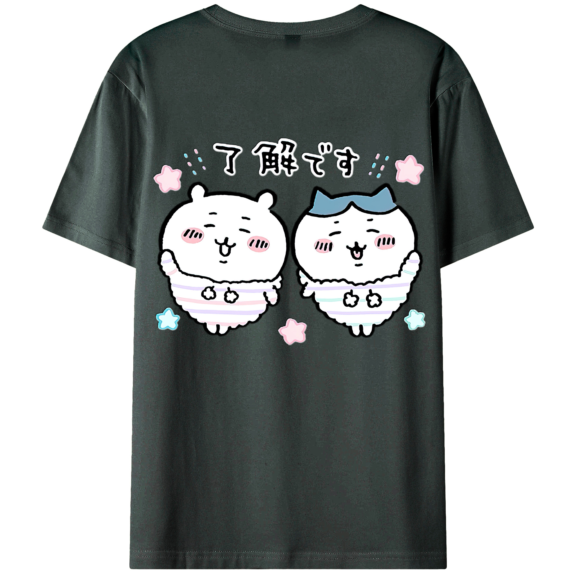 （画像用） ちいかわ ハチワレ Chii-kawa hachiware 綿100％ メンズ半袖Tシャツ（バックプリント） 通気性